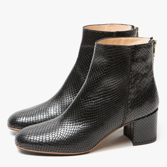 ATP Atelier All Tomorrow's Parties Mei Stack Heel boot in black snakeskin - Picture 1 of 9